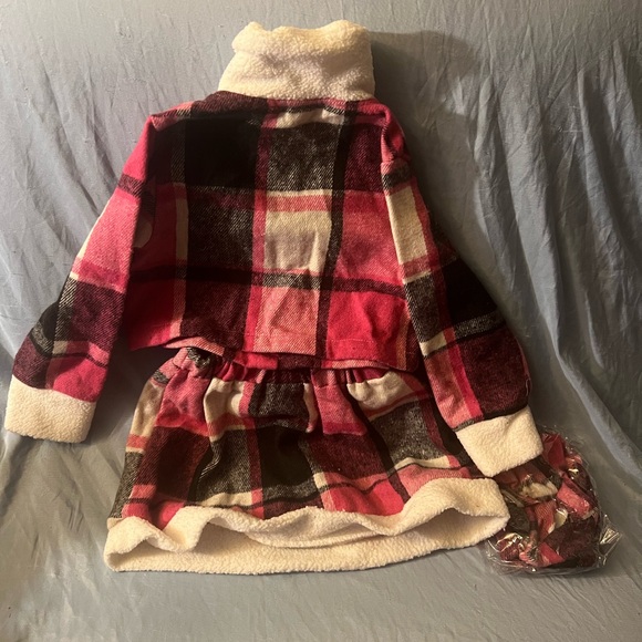 Plaid Fleece Toddler Girls Outfit with Skirt - Picture 2 of 5